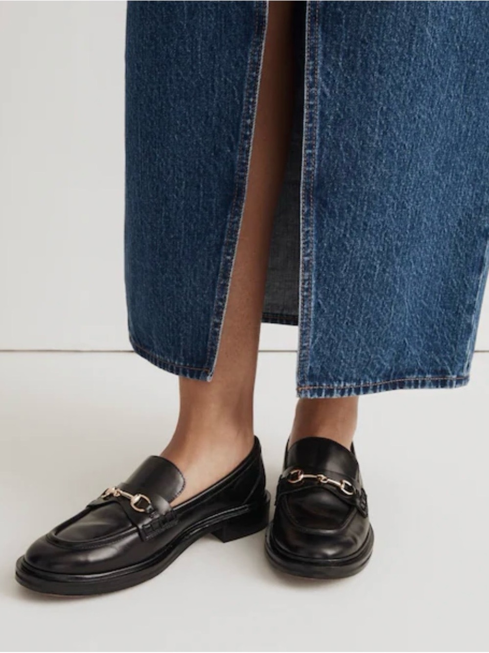 Madewell Loafers Womens Vernon Bit Hardware Black Leather Shoes 7.5 Preppy